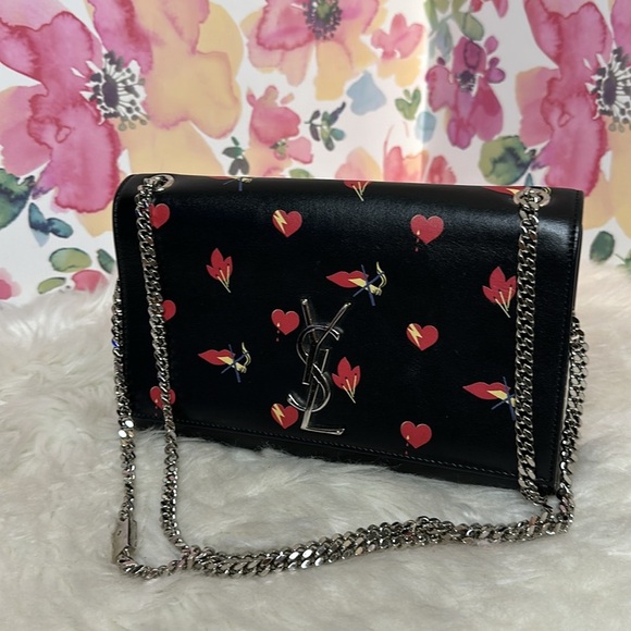 💯Authentic YSL Black Calfskin Printed Kate Medium, Black🍀 - Picture 12 of 17